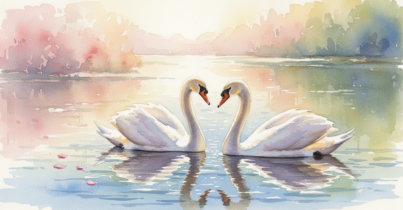 Two swans in a moment of quiet connection